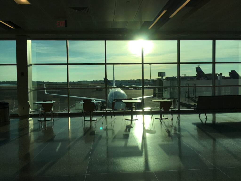Logan Terminal C with views of JetBlue plane