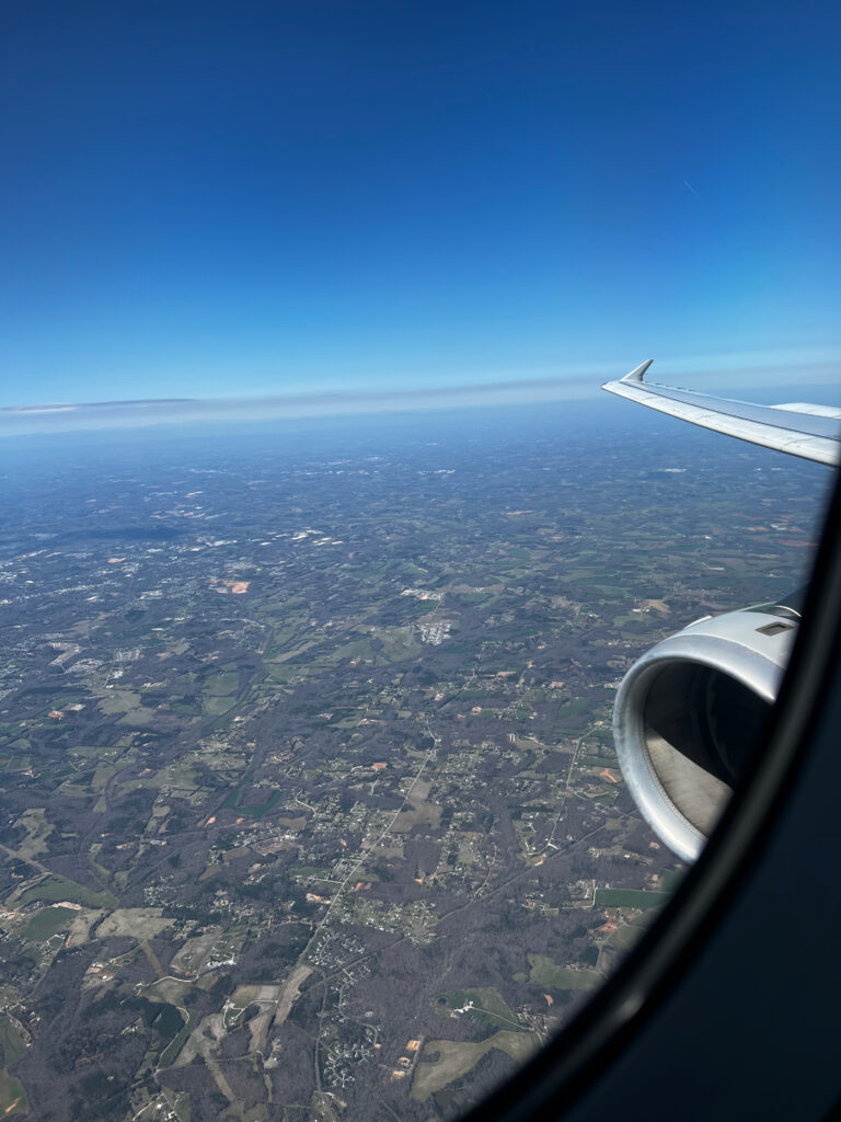 Home A319 flying over the midwest at 30000 feet